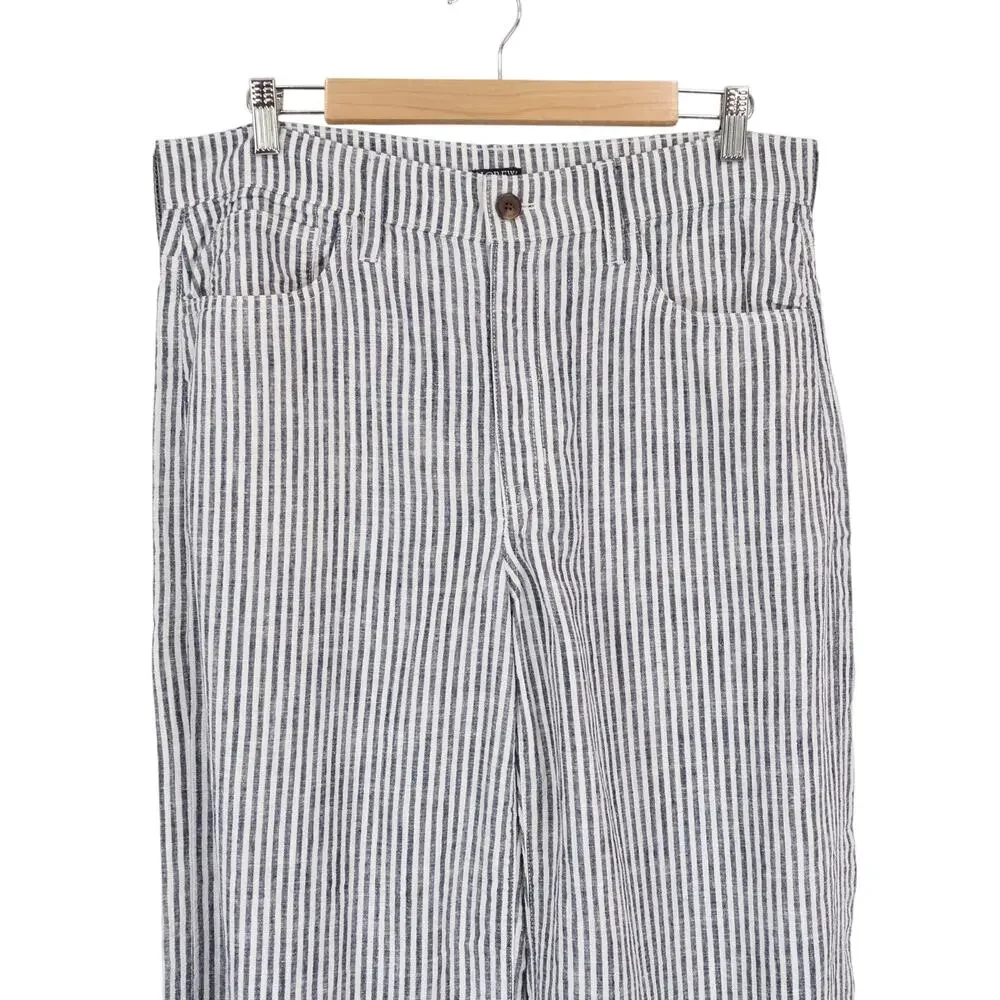 J.Crew Five Pocket Pant Striped Stretch Linen Blend Navy Railroad Stripe 30 NWT